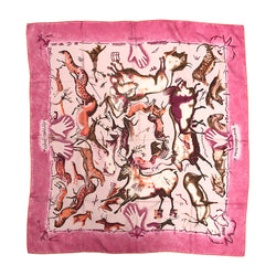 HERMÈS pink animal print square scarf