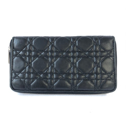 DIOR black leather Lady Dior wallet 