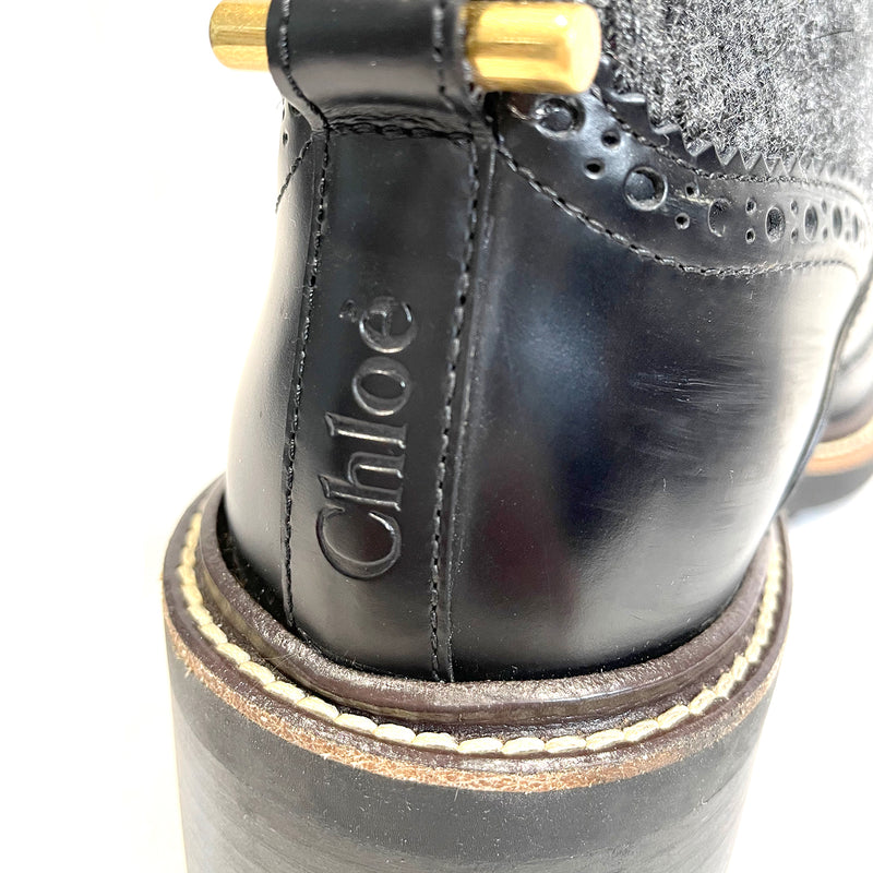 CHLOÉ black knitted sock ankle boots