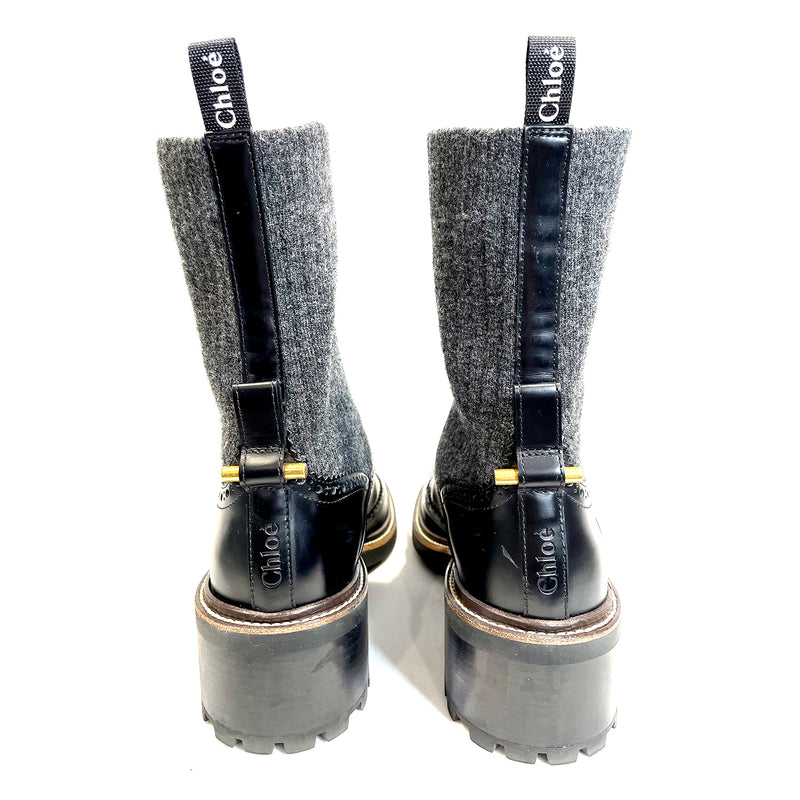 CHLOÉ black knitted sock ankle boots