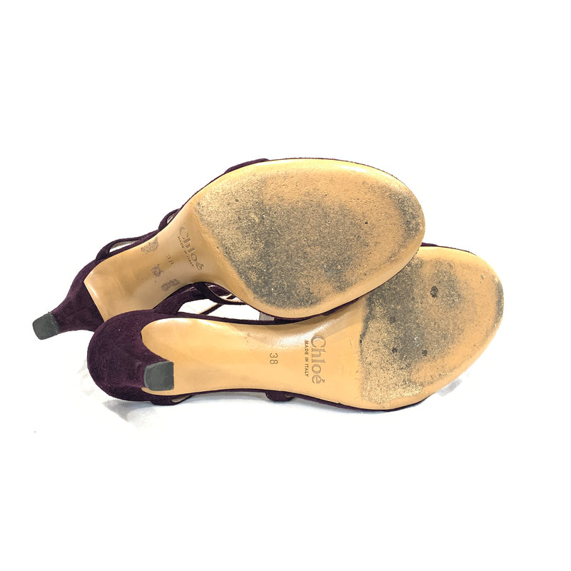 CHLOÉ purple suede sandal heels