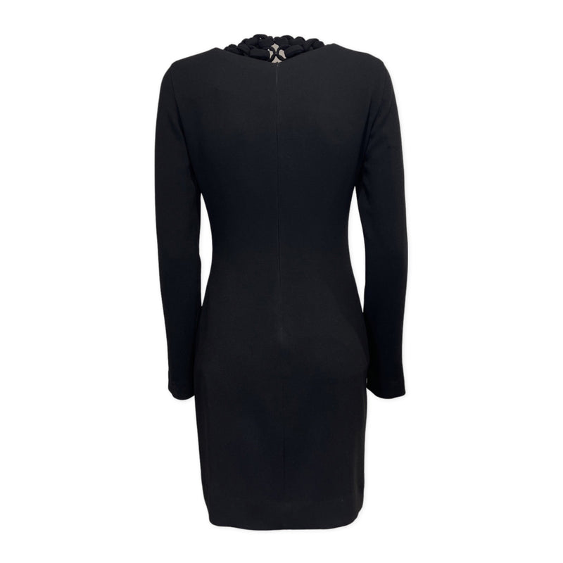 Diane Von Furstenberg black fitted dress with a woven chain collar 