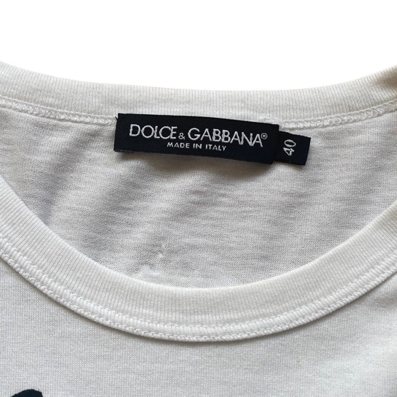 Dolce&Gabbana black and white print T-shirt with gold embroidery