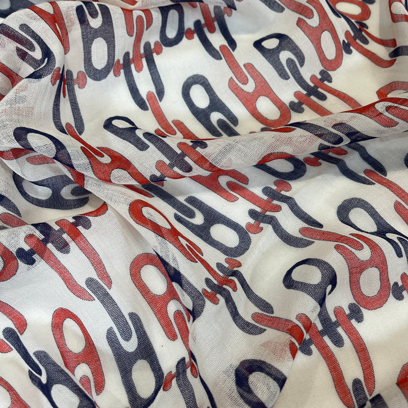 second hand Gucci red and blue print cotton scarf