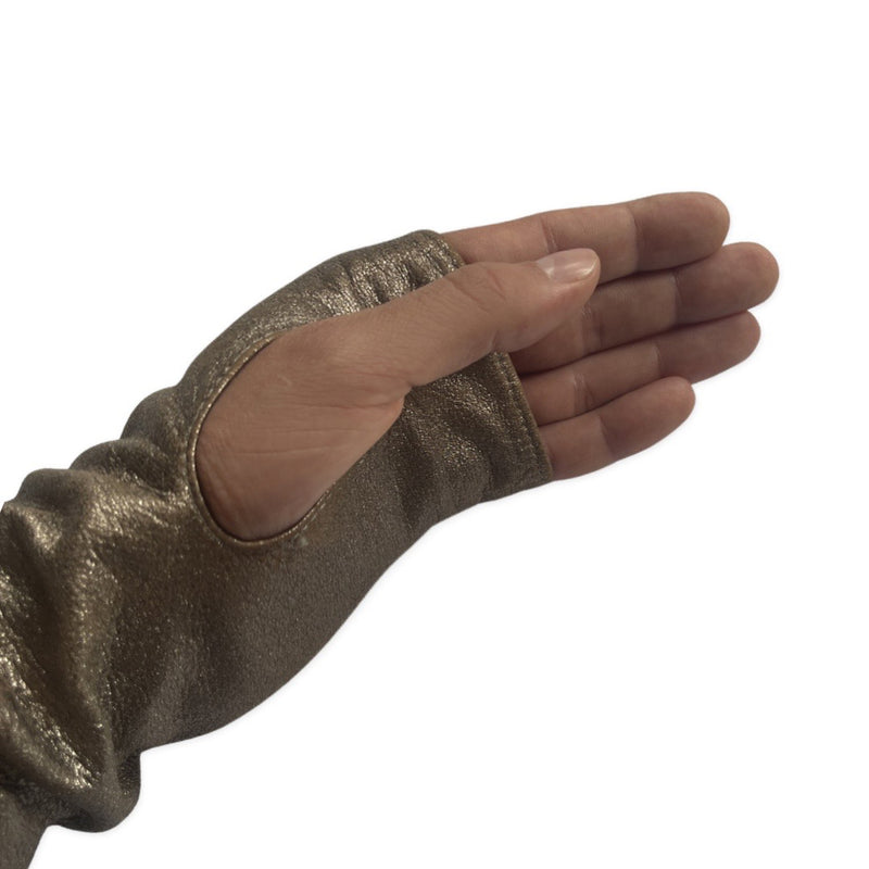 Jil Sander gold leather long gloves | one size