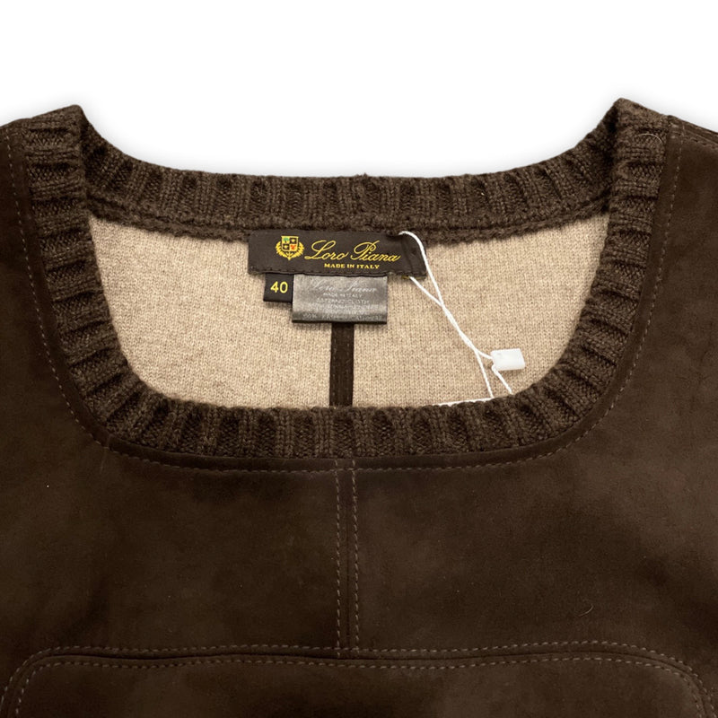 pre-loved Loro Piana brown suede and cashmere tunic