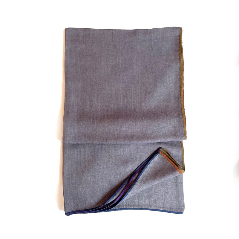 LORO PIANA grey blue Maxi Carre square cashmere and silk scarf 