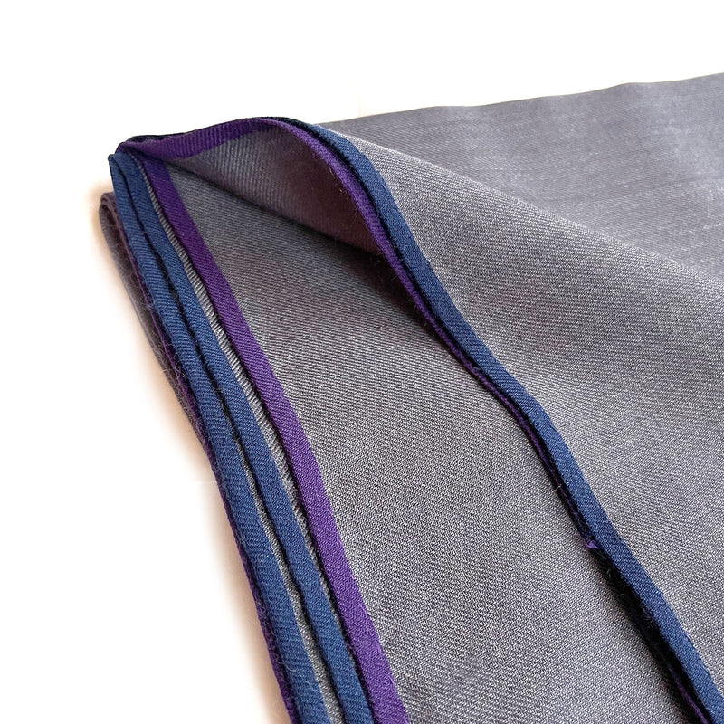 LORO PIANA grey blue Maxi Carre square cashmere and silk scarf 
