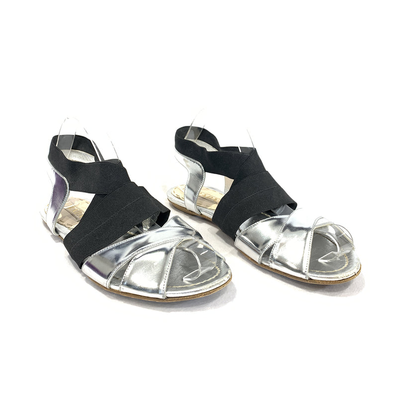 Prada silver and black sandals