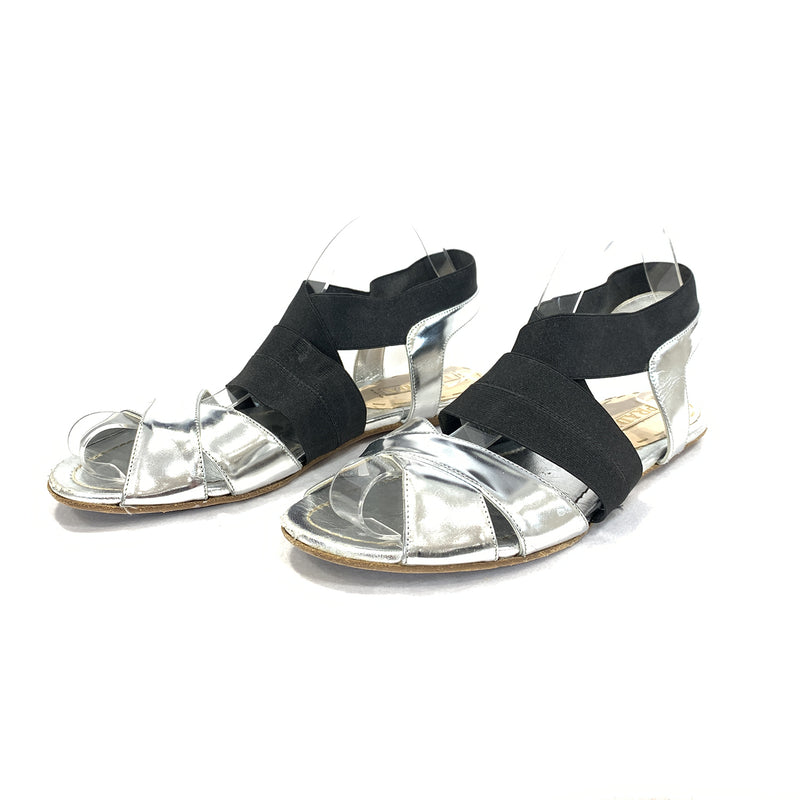 used Prada silver and black sandals