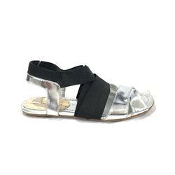 second hand Prada silver and black sandals