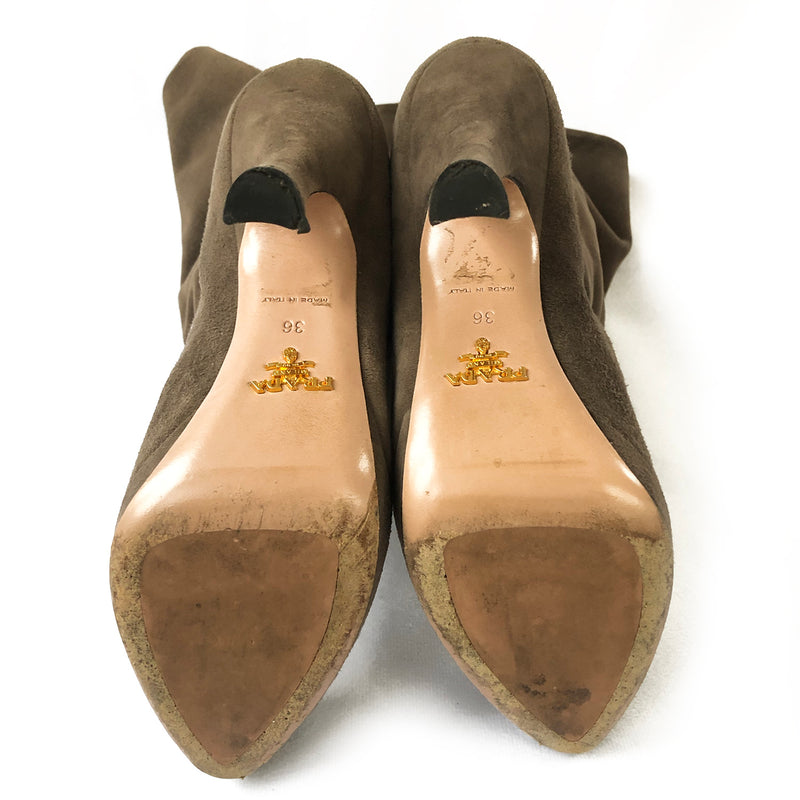 Prada brown suede platform boots