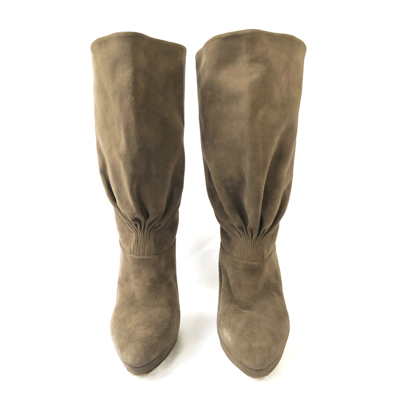 Prada brown suede platform boots
