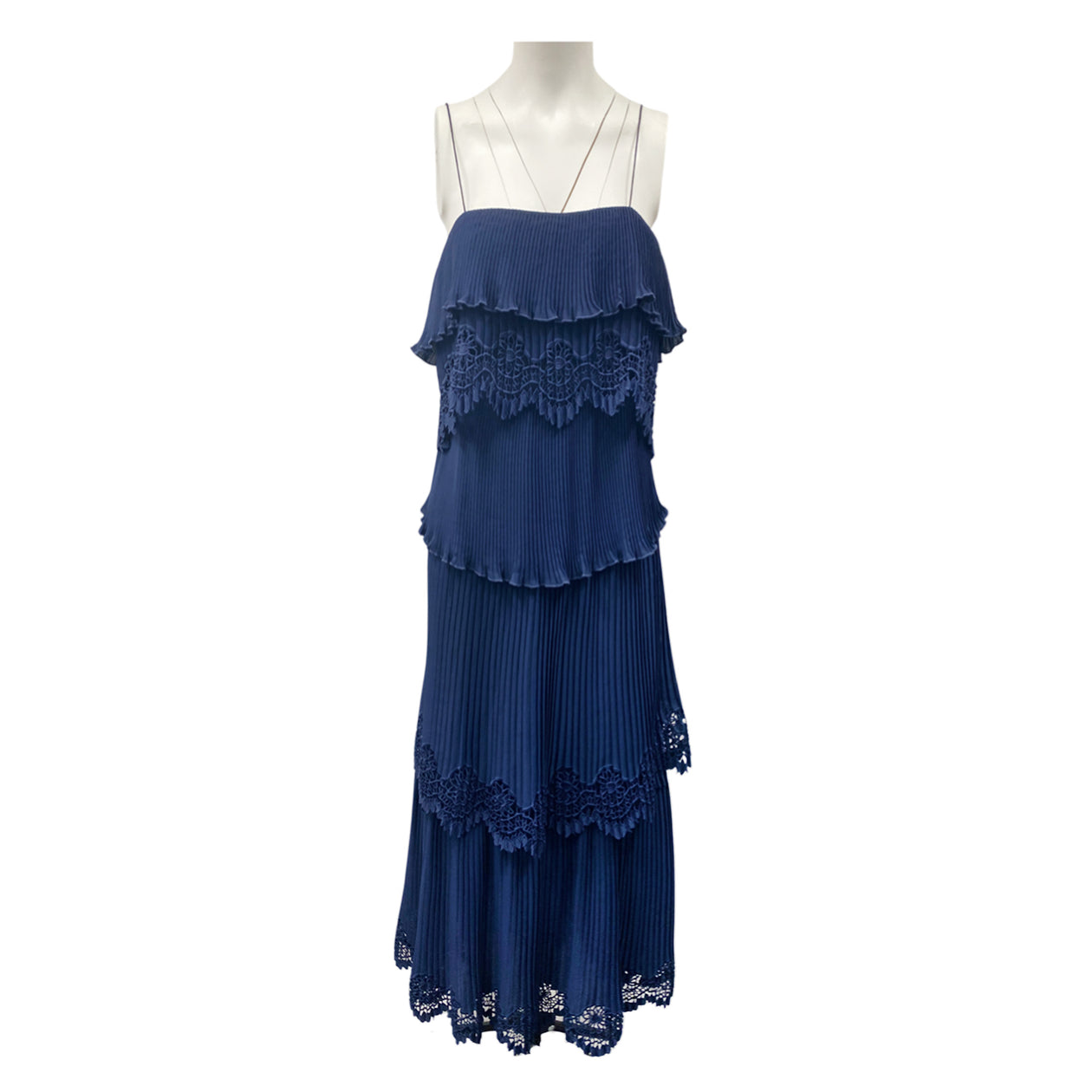 SELF-PORTRAIT navy pleated midi dress – Loop Generation