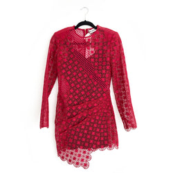 SELF-PORTRAIT raspberry red lace dress