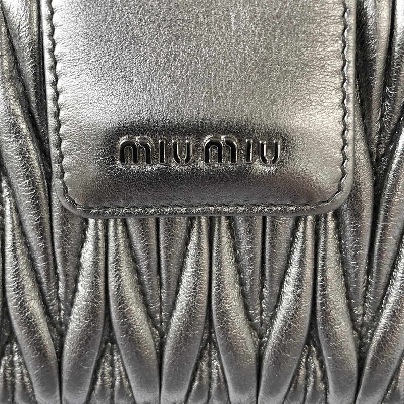 Miu Miu silver quilted mini clutch