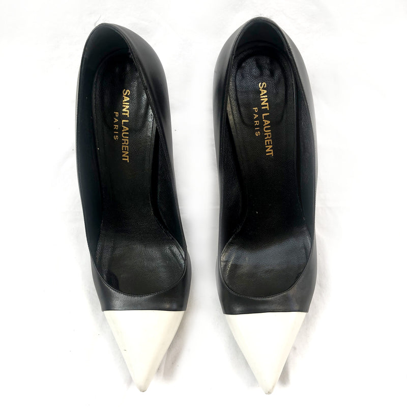 SAINT LAURENT black and white heels