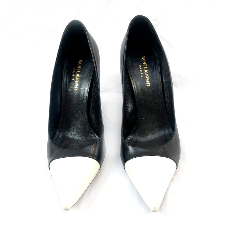 SAINT LAURENT black and white heels