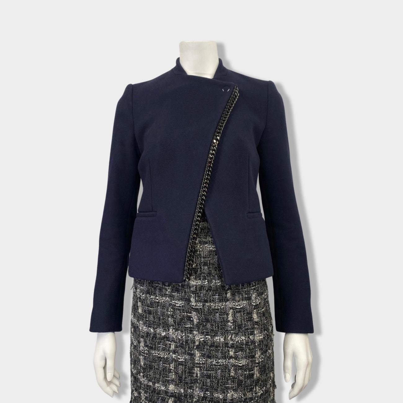 STELLA MCCARTNEY navy woolen jacket with chain detail – Loop