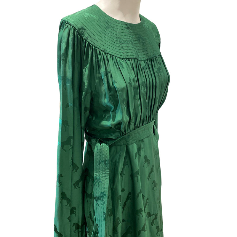 pre-loved Stella mccartney emerald green Horse print Jacquard Dress |  Size FR36