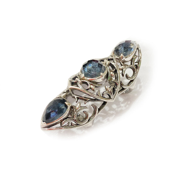 second-hand STEPHEN WEBSTER silver ring with navy stones