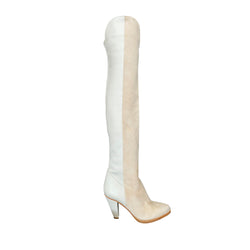 second hand Chloe beige suede and leather knee boots | size 39.5