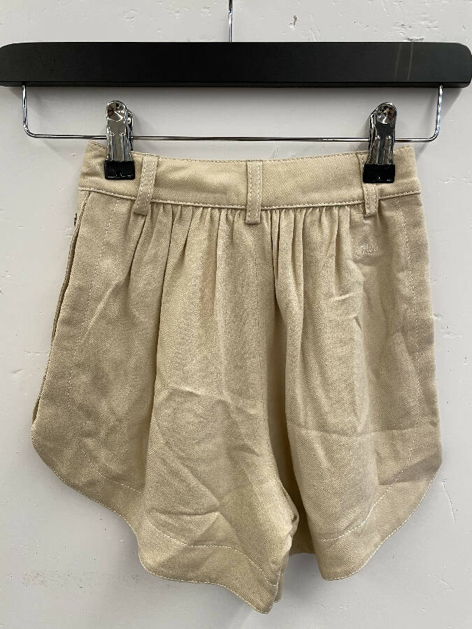 Chloé girl's beige flared shorts with side slits
