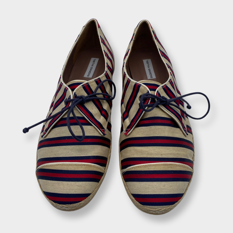 pre-worn TABITHA SIMMONS red and navy striped espadrilles