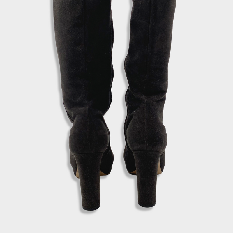 GIANVITO ROSSI TAUPE KNEE BOOTS