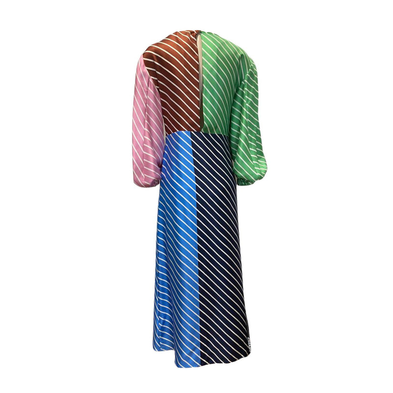 second-hand TIBI multicolour striped silk dress | Size US0