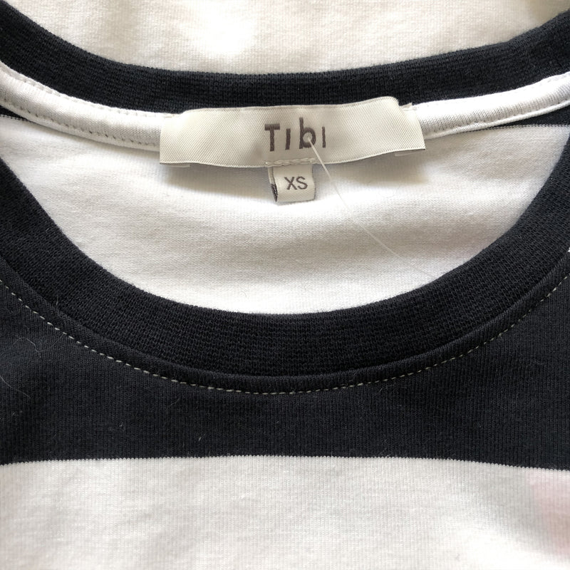 TIBI black and white stripe long-sleeve top