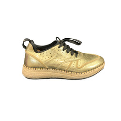 pre-owned Tod's yellow Gold Leather Espadrille sole Sneakers | Size 39
