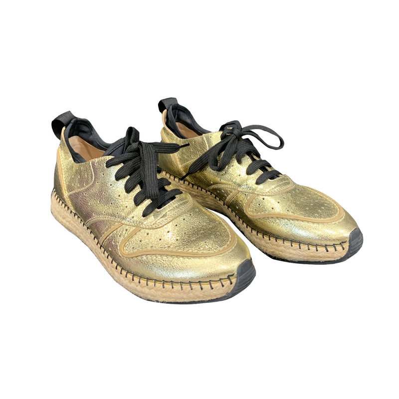 second-hand Tod's yellow Gold Leather Espadrille sole Sneakers | Size 39