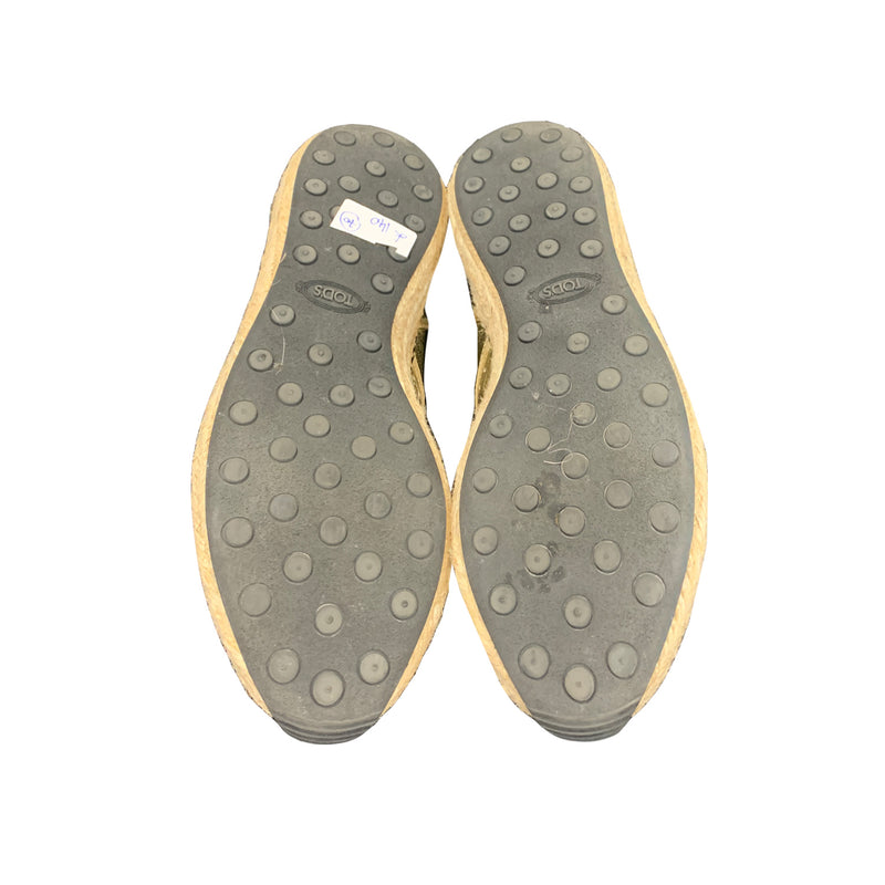 Tod's Yellow Gold Leather Espadrille Sole Sneakers