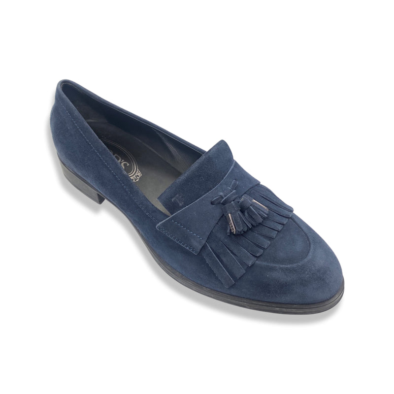 pre-loved TOD'S navy suede loafers | Size 39.5