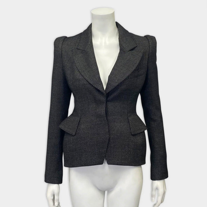 Tom Ford Women's Dark Grey Melange Wool Blazer