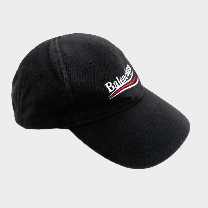 Balenciaga black cotton baseball cap with logo embroidery at the front