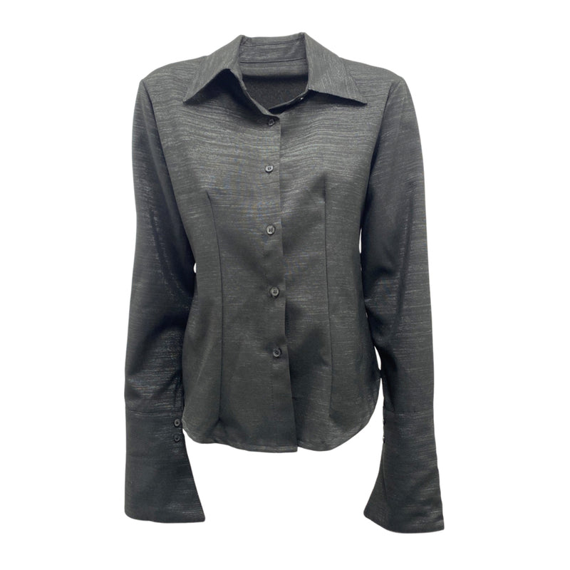 pre-loved UNSIGNED black shimmering blouse | Size L
