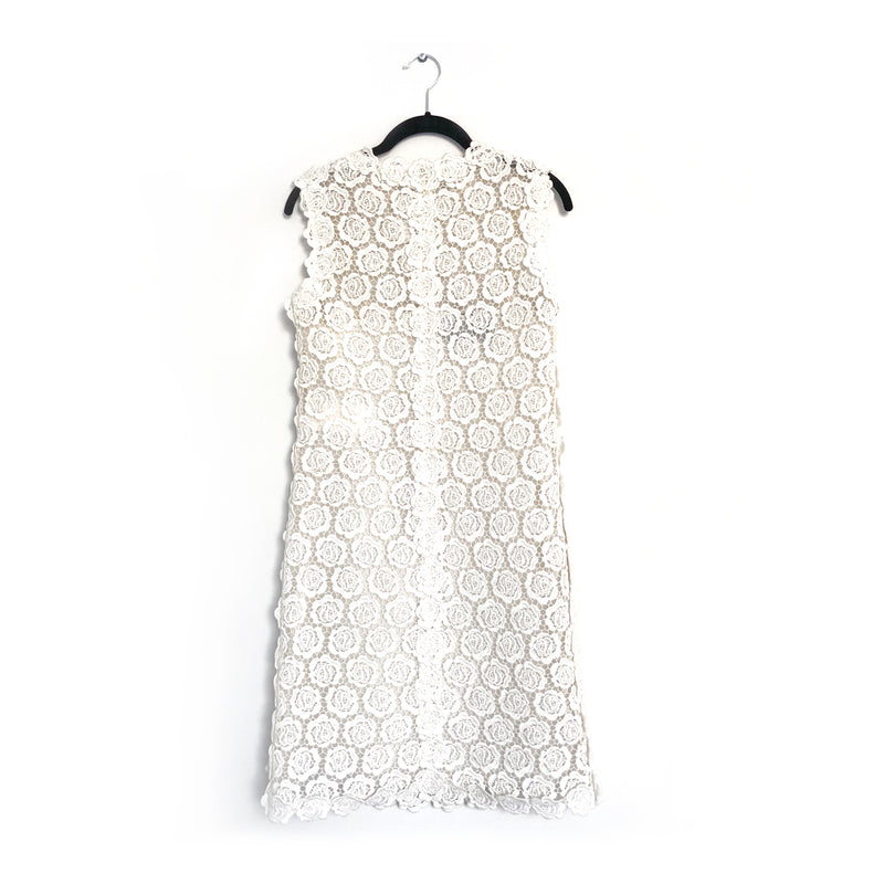 VALENTINO ecru lace A-line sleeveless dress