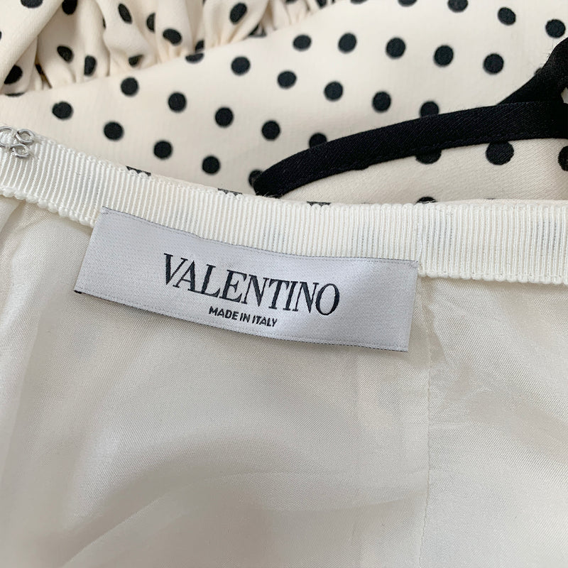 Valentino ecru polka dot ruffle mini skirt