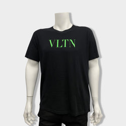 VALENTINO neon green and black cotton T-shirt