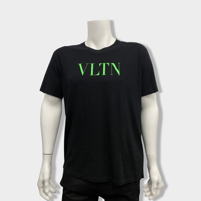 VALENTINO neon green and black cotton T-shirt