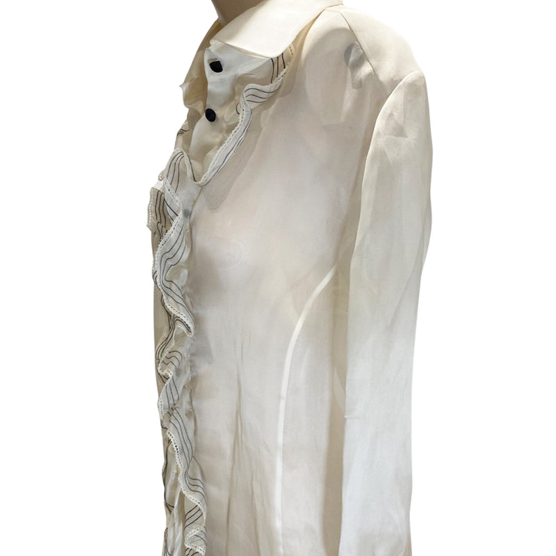 VALENTINO ecru silk ruffled blouse
