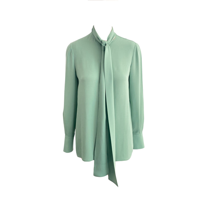 pre-owned Valentino spring green silk blouse | Size IT38