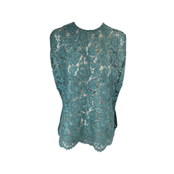 pre-loved Valentino aqua blue loose-fit lace top | Size IT38