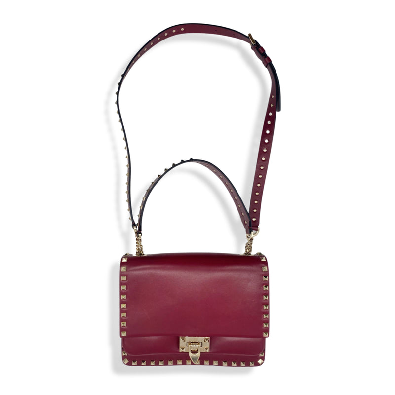pre-loved VALENTINO burgundy leather handbag