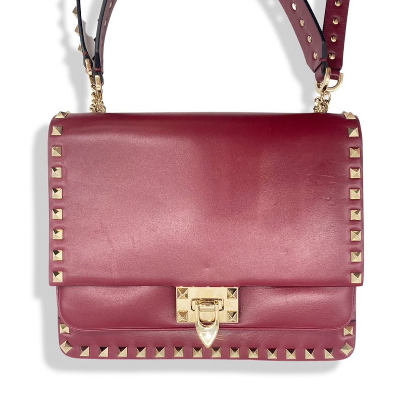 pre-owned VALENTINO burgundy leather handbag