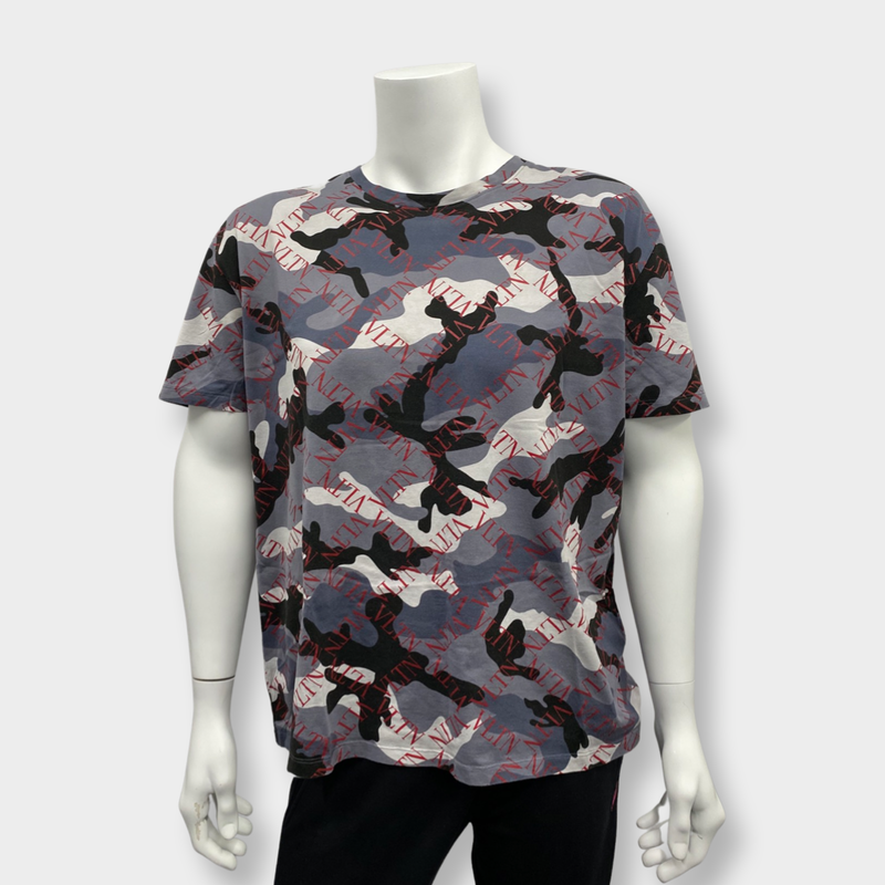 second-hand Valentino camo and monogram pattern t-shirt