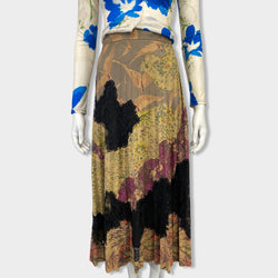 pre-owned VALENTINO multicolour floral print suede and cotton skirt | Size IT38