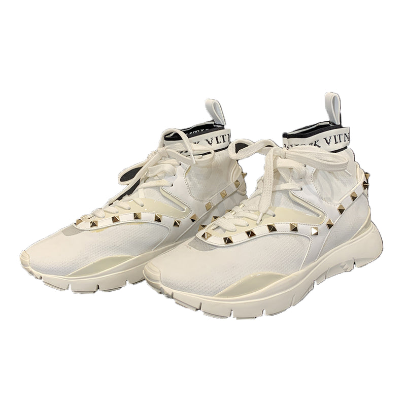 second hand Valentino white rockstud New York limited edition trainers 